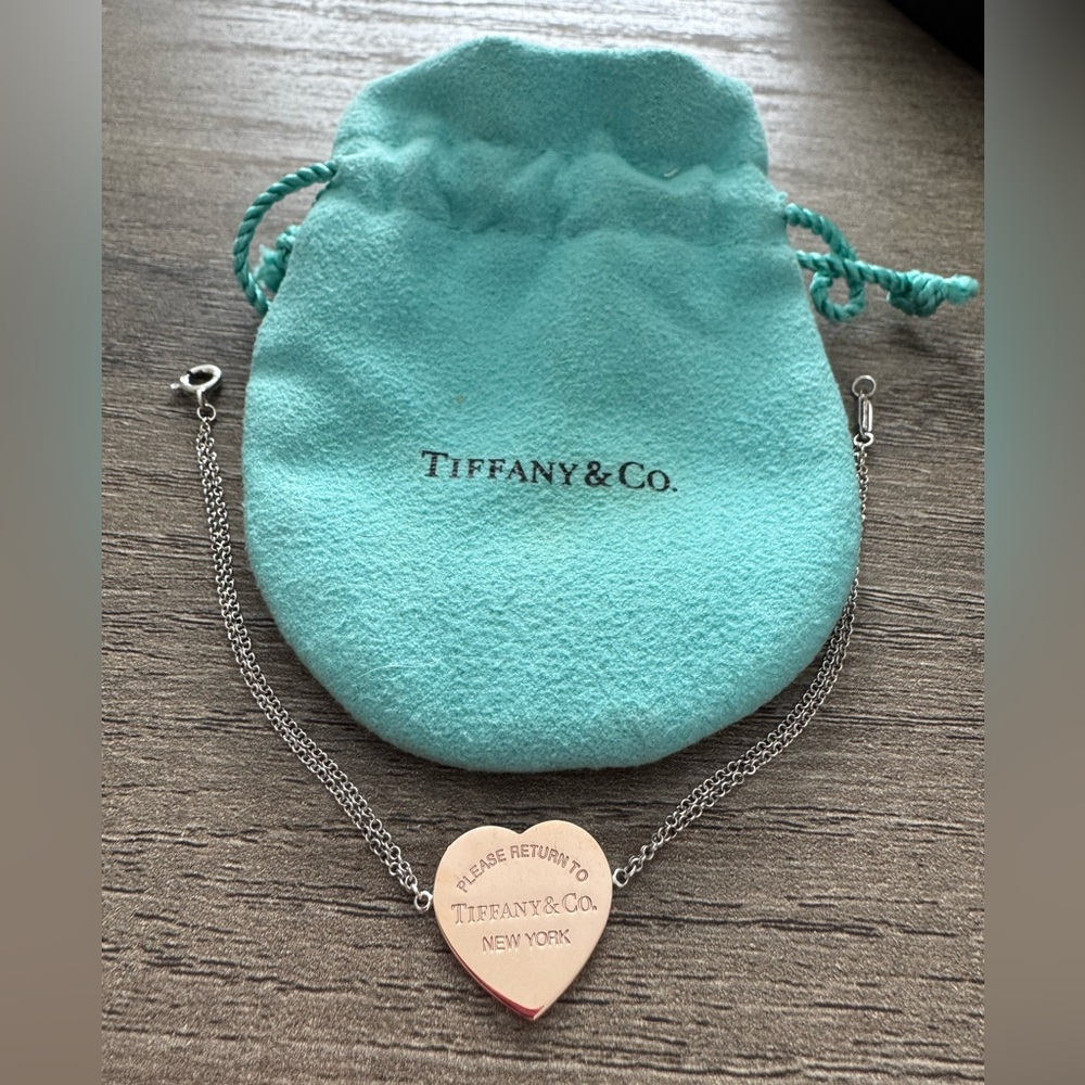 Tiffany & Co. Silver and Rose Gold Heart Bracelet